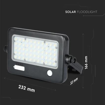 LED Прожектор з регулюванням яскравості на сонячній батареї з датчиком LED/10W/3,7V 4000K IP65 7200 mAh + USB порт