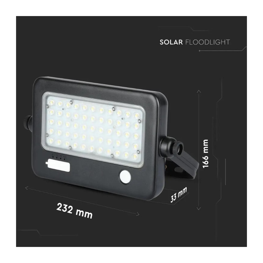 LED Прожектор з регулюванням яскравості на сонячній батареї з датчиком LED/10W/3,7V 4000K IP65 7200 mAh + USB порт