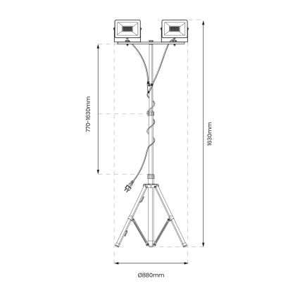 LED Прожектор зі стійкою 2xLED/30W/230V 4000K IP44