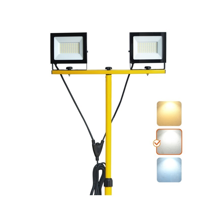 LED Прожектор зі стійкою TIGRA 2xLED/50W/230V 4000K IP54 чорний/жовтий