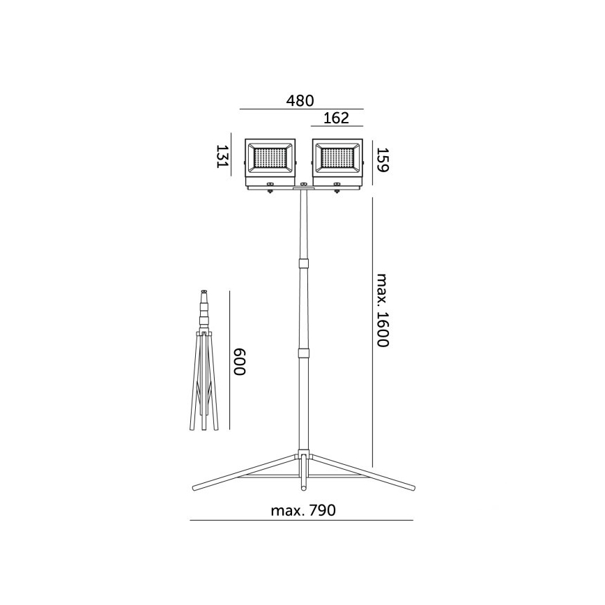 LED Прожектор зі стійкою TIGRA 2xLED/50W/230V 4000K IP54 чорний/жовтий