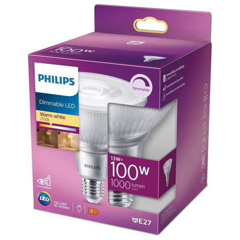 LED прожекторна лампочка з регулюванням яскравості Philips E27/13W/230V 2700K