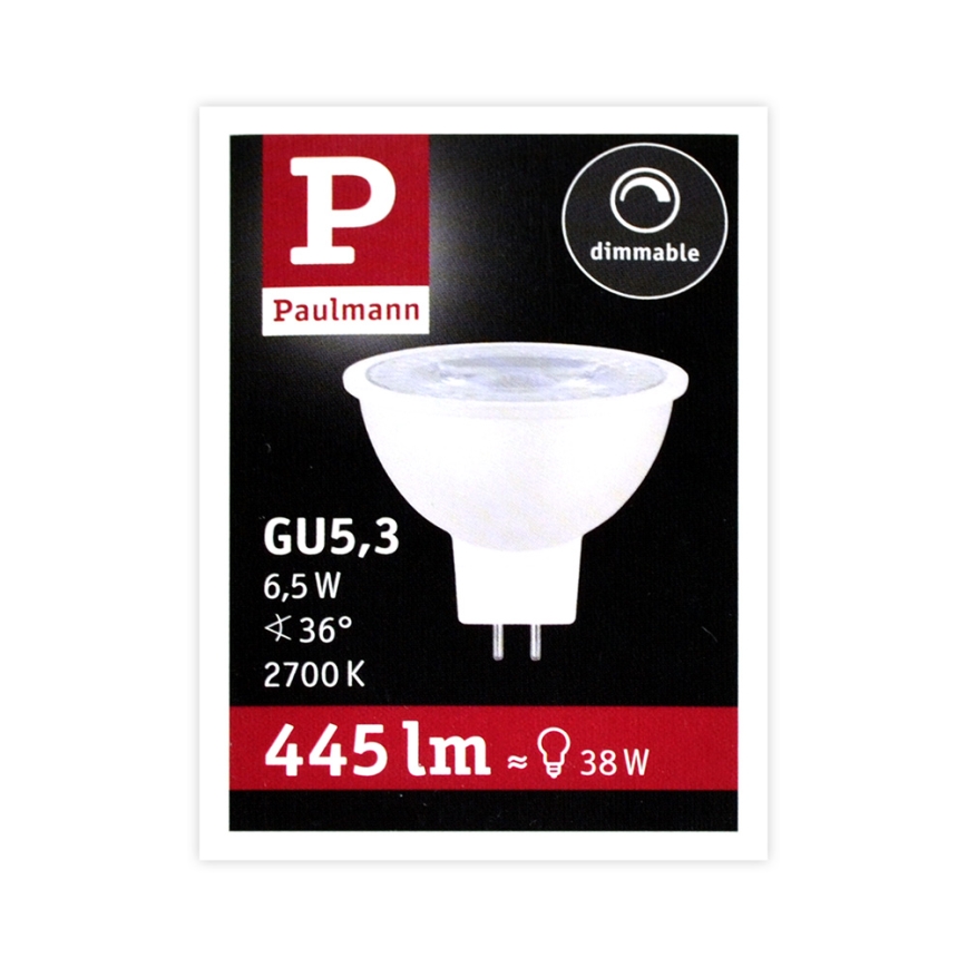 LED Рефлекторна лампочка з регулюванням яскравості GU5,3/6,5W/12V 2700K - Paulmann 28758