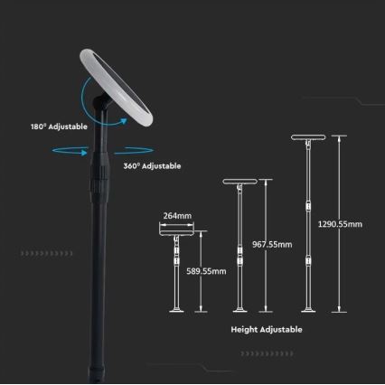 LED Регульована лампа на сонячній батареї GARDEN LED/8W/5V 60-129 см 4000K IP65 2000 mAh