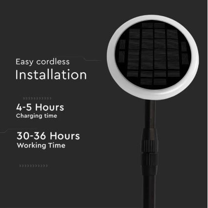 LED Регульована лампа на сонячній батареї GARDEN LED/8W/5V 60-129 см 4000K IP65 2000 mAh