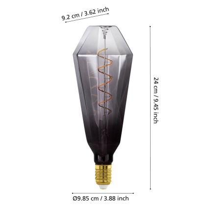 LED регульована лампа VINTAGE E27/4W/230V 1800K, димчаста - Eglo 110238