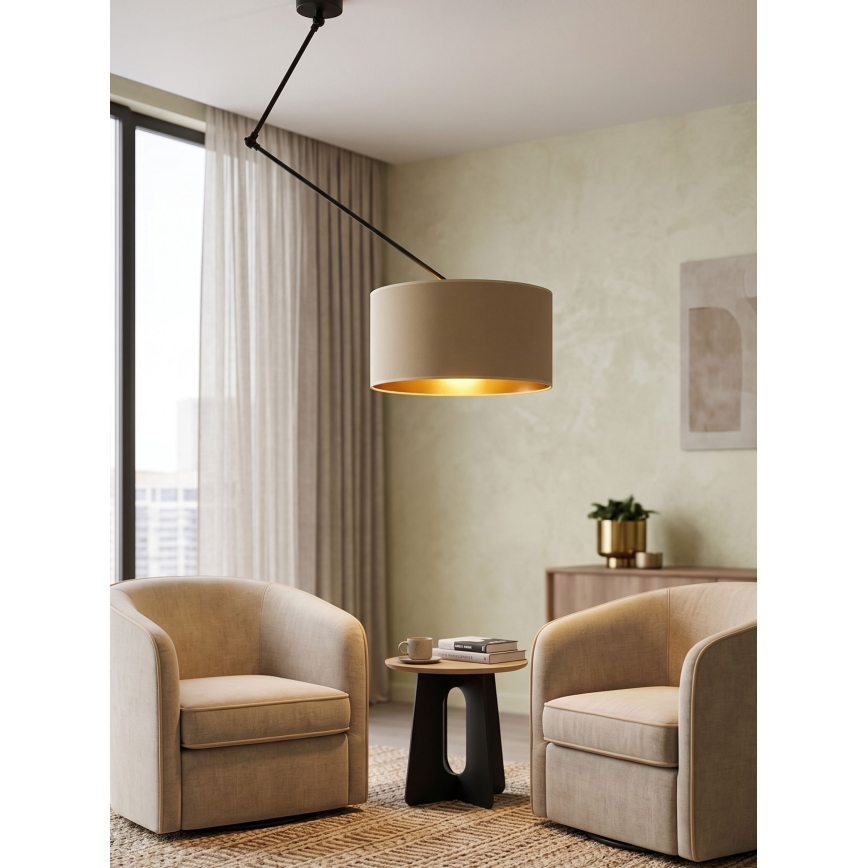 LED регульована люстра на штанзі GORTA 1xE27/60W/230V бежевий/золотий