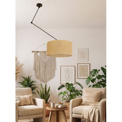 LED регульована люстра на штанзі GORTA 1xE27/60W/230V джут