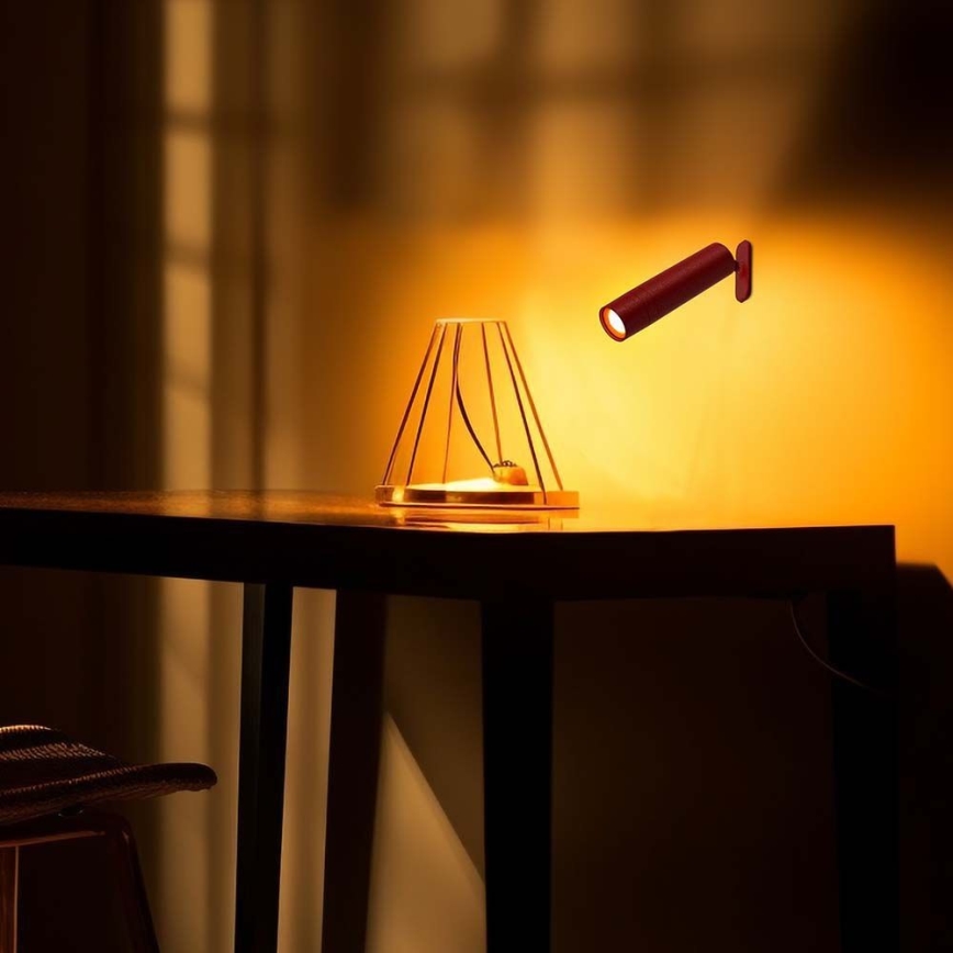 Світлодіодна регульована магнітна настільна лампа 3 в 1 LED/3W/5V 4000K 1500 мАг червона