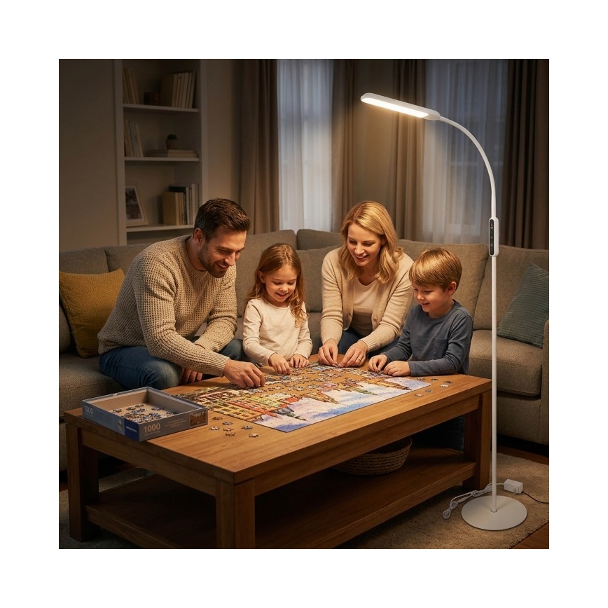 LED регульована підлогова лампа TEILO LED/10W/230V 3000/4000/6500K біла + пульт дистанційного керування