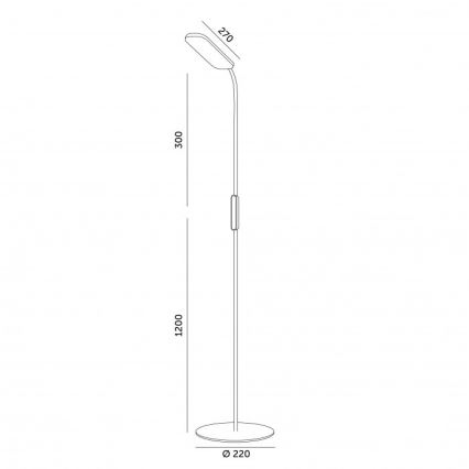 LED регульована підлогова лампа TEILO LED/10W/230V 3000/4000/6500K біла + пульт дистанційного керування