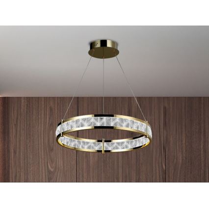Світлодіодна регульована кришталева люстра на тросі ENRIQUE LED/40W//230V 3000-6000K діаметр 60 см + дистанційне керування