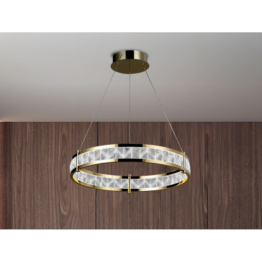 Світлодіодна регульована кришталева люстра на тросі ENRIQUE LED/40W//230V 3000-6000K діаметр 60 см + дистанційне керування