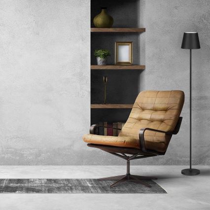 Світлодіодна регульована зарядна підлогова лампа 3 в 1 LED/4W/5V 4400 мАг 3000K IP54 чорна