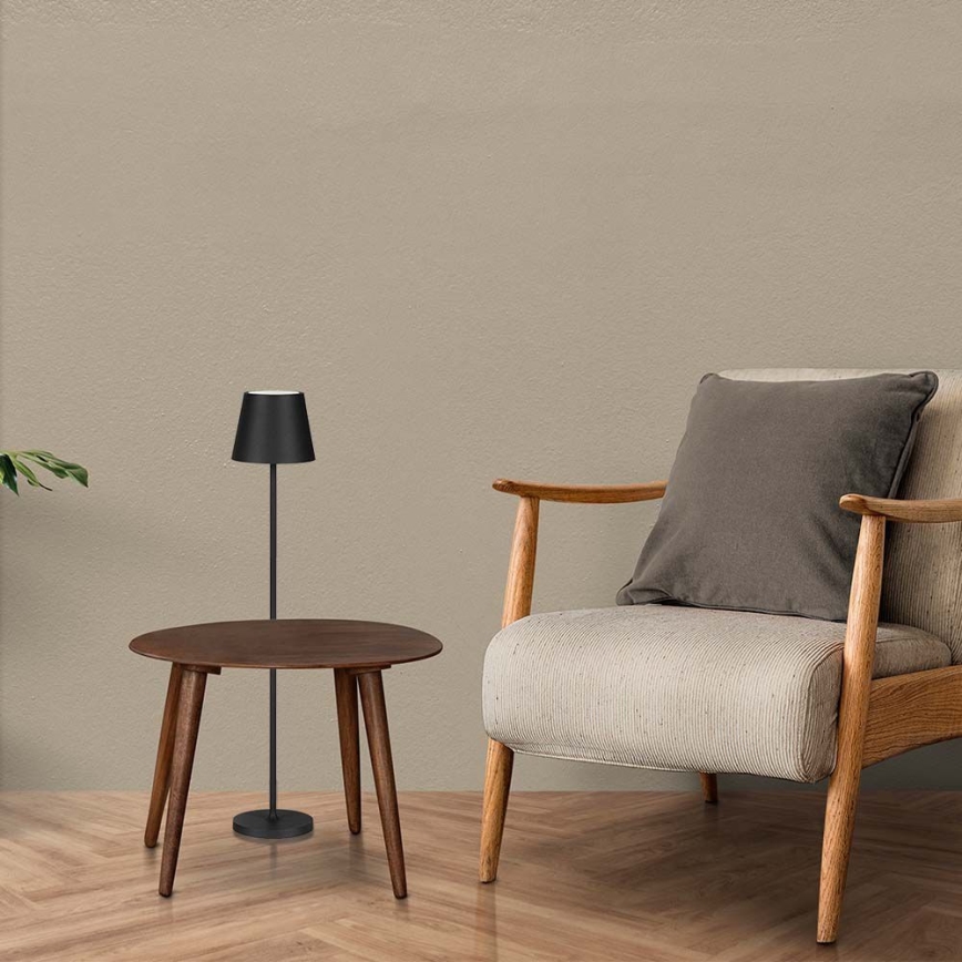 Світлодіодна регульована зарядна підлогова лампа 3 в 1 LED/4W/5V 4400 мАг 3000K IP54 чорна