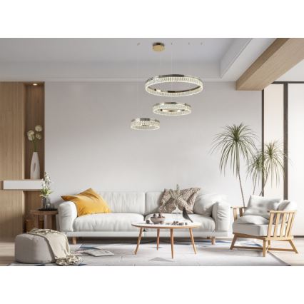 LED кришталева люстра на тросі THALIA з регулюванням яскравості LED/120W/230V 3000-6000K + пульт дистанційного керування