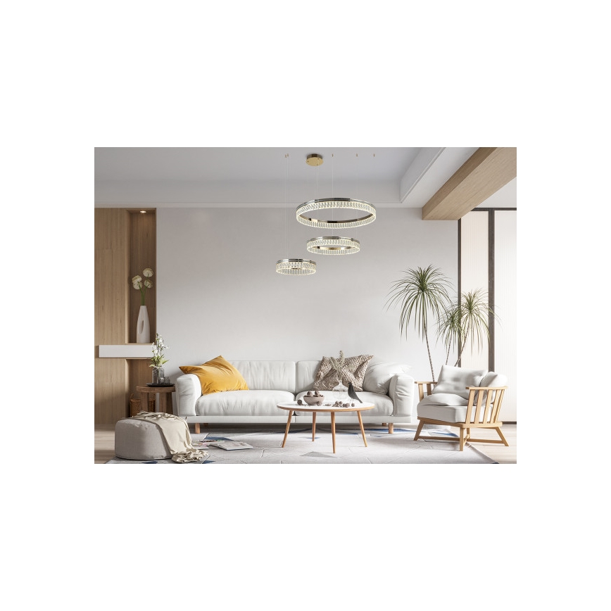 LED кришталева люстра на тросі THALIA з регулюванням яскравості LED/120W/230V 3000-6000K + пульт дистанційного керування