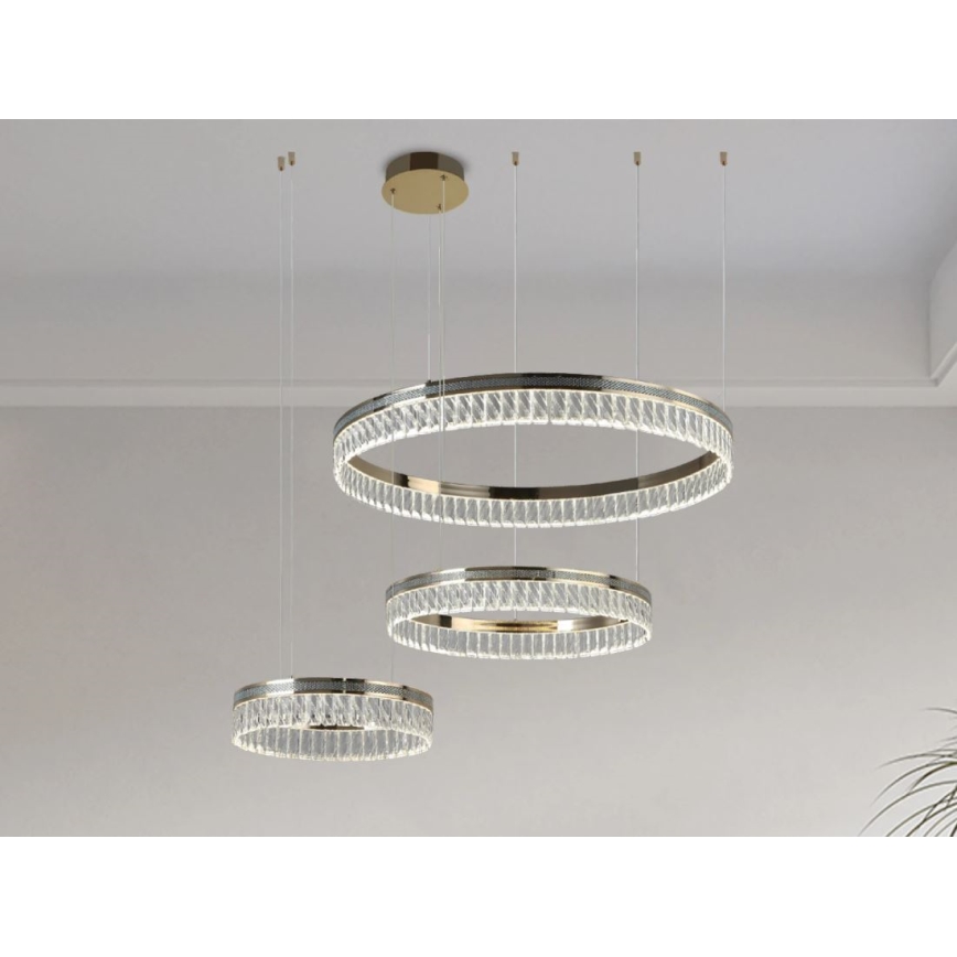 LED кришталева люстра на тросі THALIA з регулюванням яскравості LED/120W/230V 3000-6000K + пульт дистанційного керування