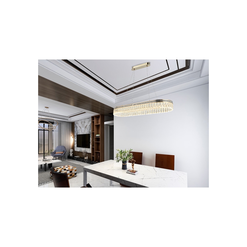 Кришталева LED-люстра THALIA на тросі, з регулюванням яскравості, LED/50W/230V 3000-6000K + пульт дистанційного керування