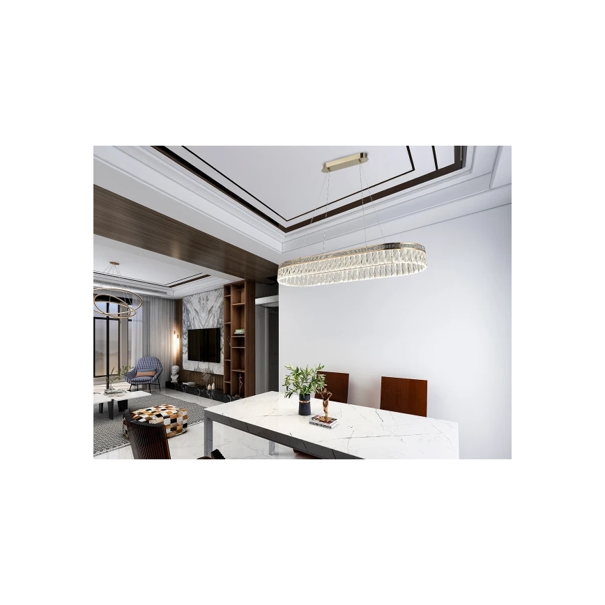 Кришталева LED-люстра THALIA на тросі, з регулюванням яскравості, LED/50W/230V 3000-6000K + пульт дистанційного керування