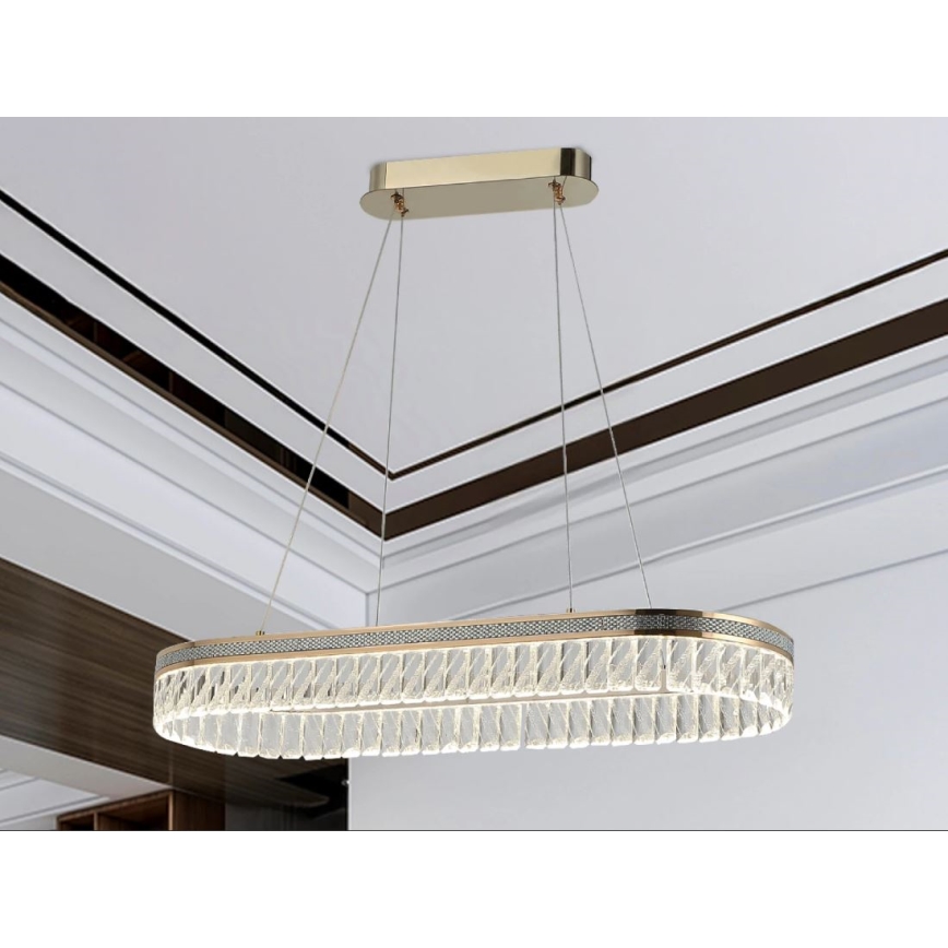 Кришталева LED-люстра THALIA на тросі, з регулюванням яскравості, LED/50W/230V 3000-6000K + пульт дистанційного керування