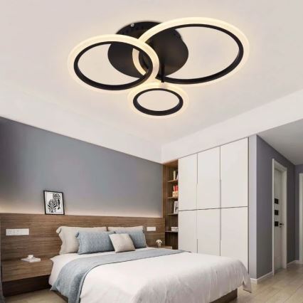 Світлодіодна регульована накладна люстра LED/40W/230V 3000-6500K чорна + дистанційне керування