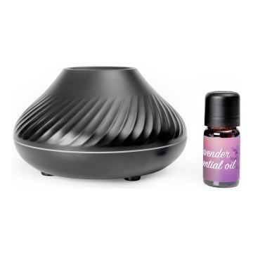 LED RGB Аромадифузор з імітацією полум'я LED/6,5W/5V 130 мл чорний