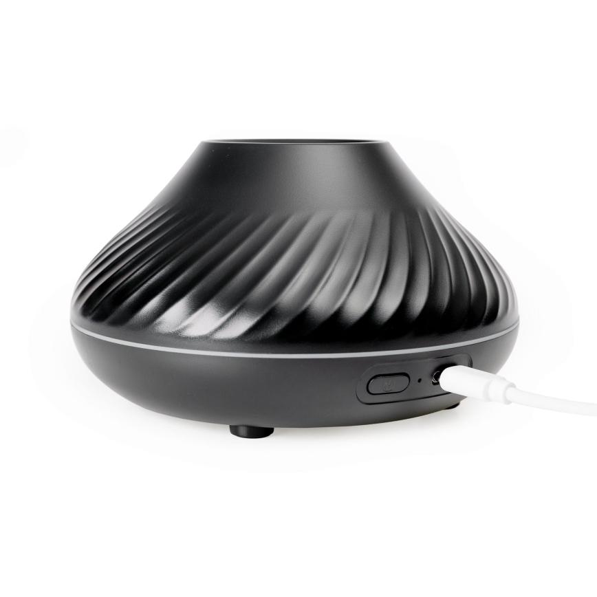 LED RGB Аромадифузор з імітацією полум'я LED/6,5W/5V 130 мл чорний