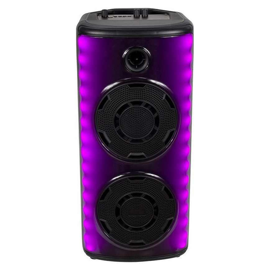 LED RGB акустична система з мікрофоном, акумуляторна 600 Вт/2400 мАг + пульт дистанційного керування