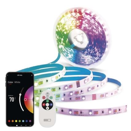 LED RGB+CCT Стрічка з регулюванням яскравості GOSMART LED/11W/230V 2 м 2700-6500K IP44 Wi-Fi + пульт дистанційного керування