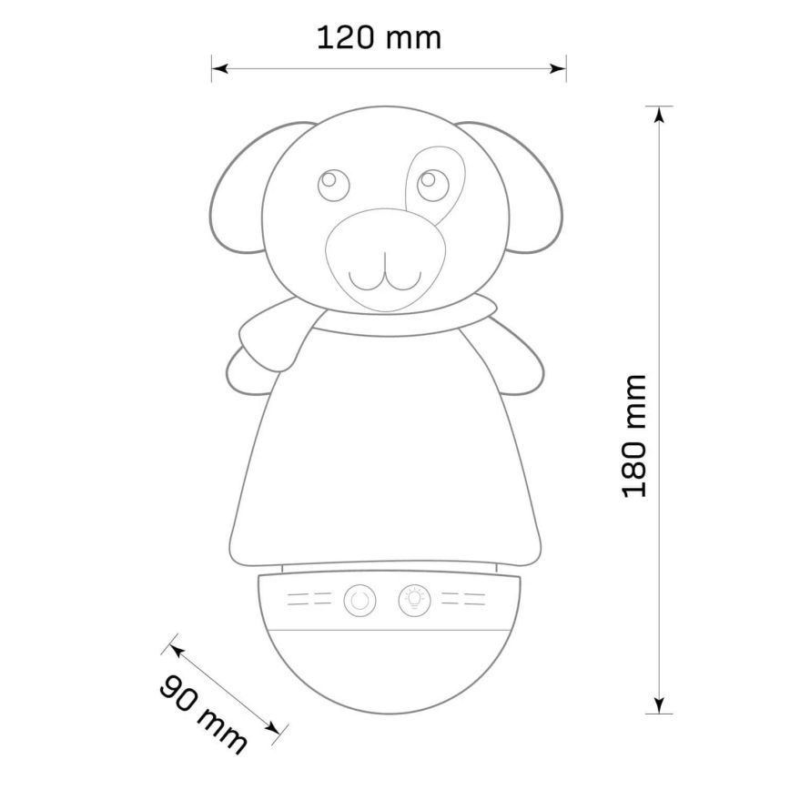 Светодиодный RGB ночник для детей с мелодией, 3xAAA/5V, собачка