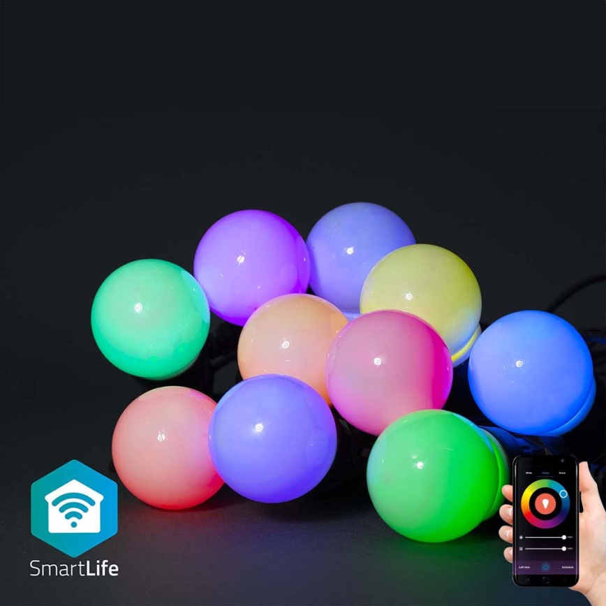 LED RGB Декоративна гірлянда 10xLED 12м IP65 Wi-Fi Tuya