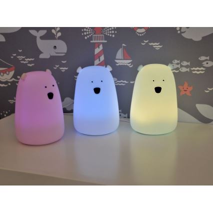 LED RGB Дитяча сенсорна лампа BEAR LED/0,8W/5V синій