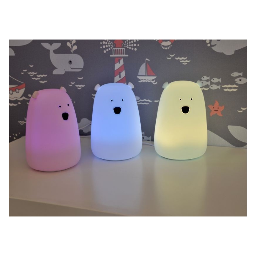 LED RGB Дитяча сенсорна лампа BEAR LED/0,8W/5V синій
