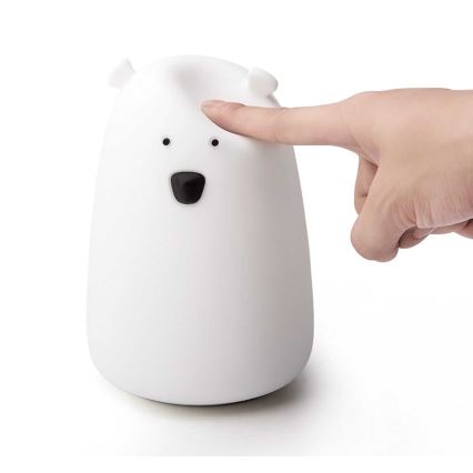 LED RGB Дитяча сенсорна лампа-нічник BEAR LED/0,8W/5V білий + USB