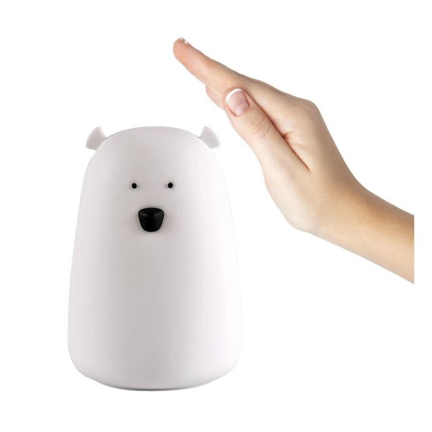 LED RGB Дитяча сенсорна лампа-нічник BEAR LED/0,8W/5V білий + USB