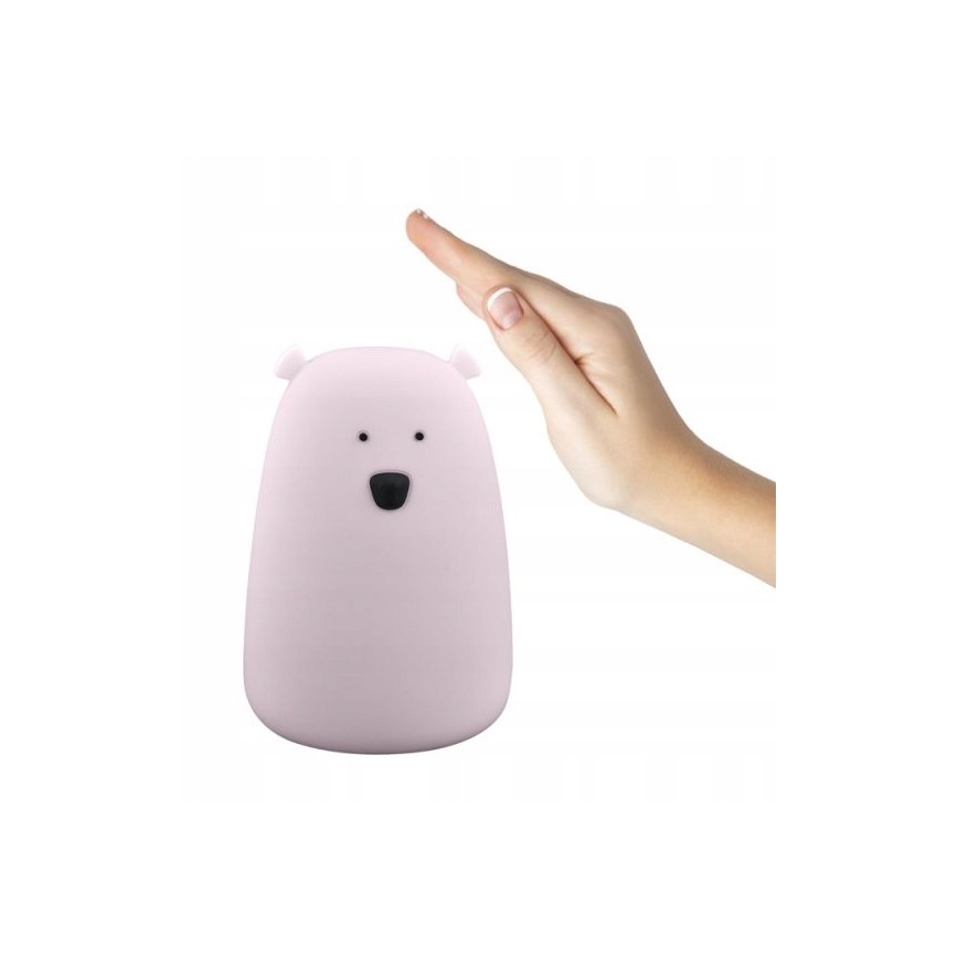LED RGB Дитяча сенсорна лампа-нічник BEAR LED/0,8W/5V рожевий + USB