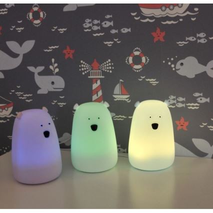 LED RGB Дитяча сенсорна лампа-нічник BEAR LED/0,8W/5V рожевий + USB