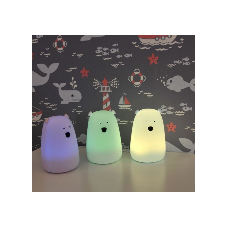 LED RGB Дитяча сенсорна лампа-нічник BEAR LED/0,8W/5V рожевий + USB