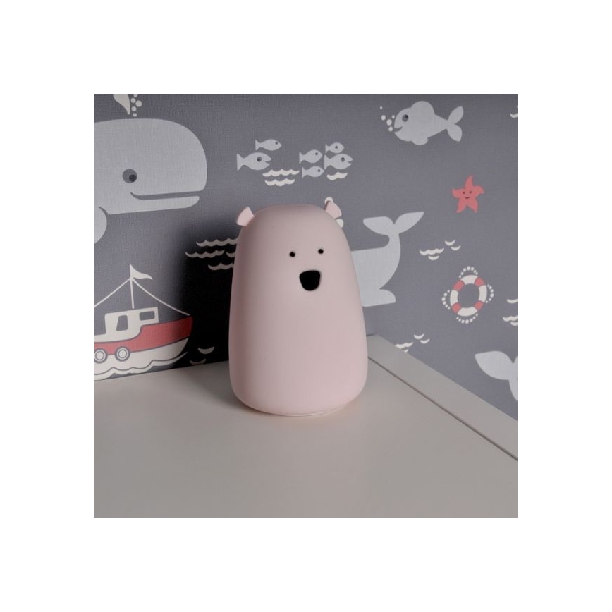 LED RGB Дитяча сенсорна лампа-нічник BEAR LED/0,8W/5V рожевий + USB