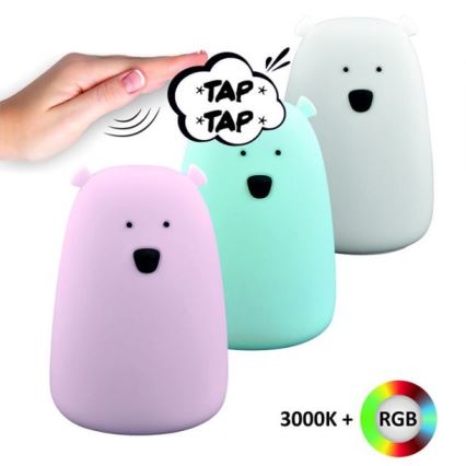 LED RGB Дитяча сенсорна лампа-нічник BEAR LED/0,8W/5V рожевий + USB