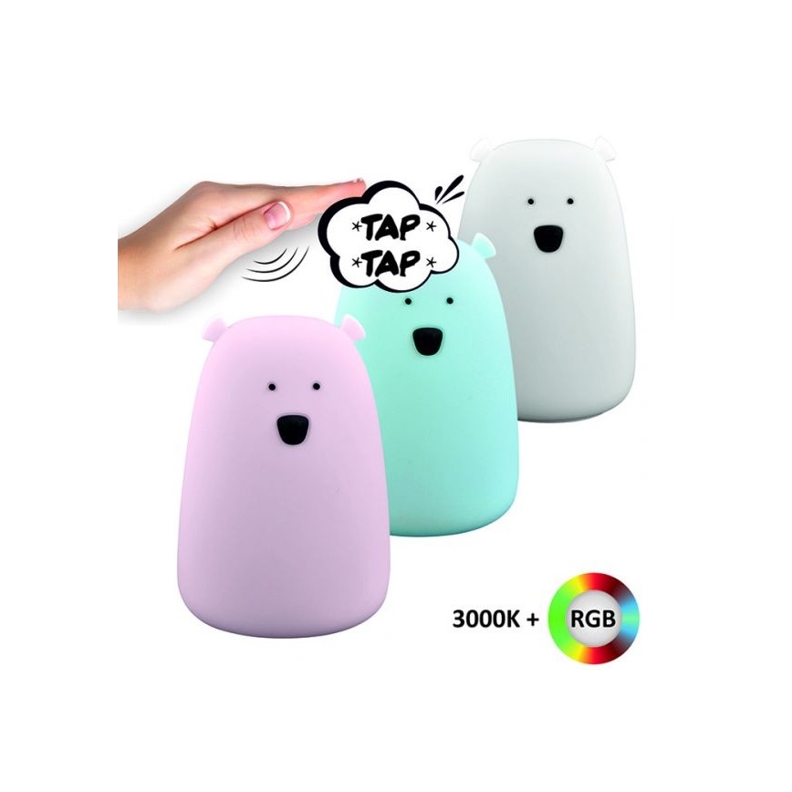 LED RGB Дитяча сенсорна лампа-нічник BEAR LED/0,8W/5V рожевий + USB