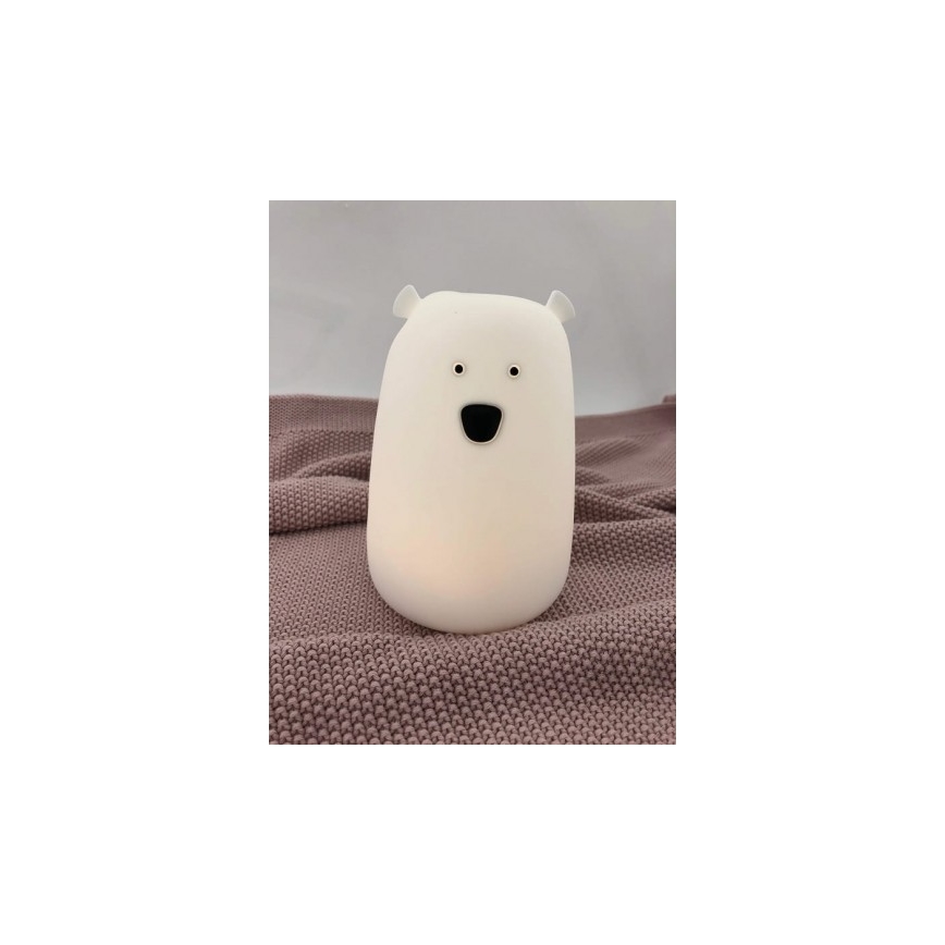 Світлодіодна RGB дитяча сенсорна лампа BEAR LED/0,8W/5V біла + USB
