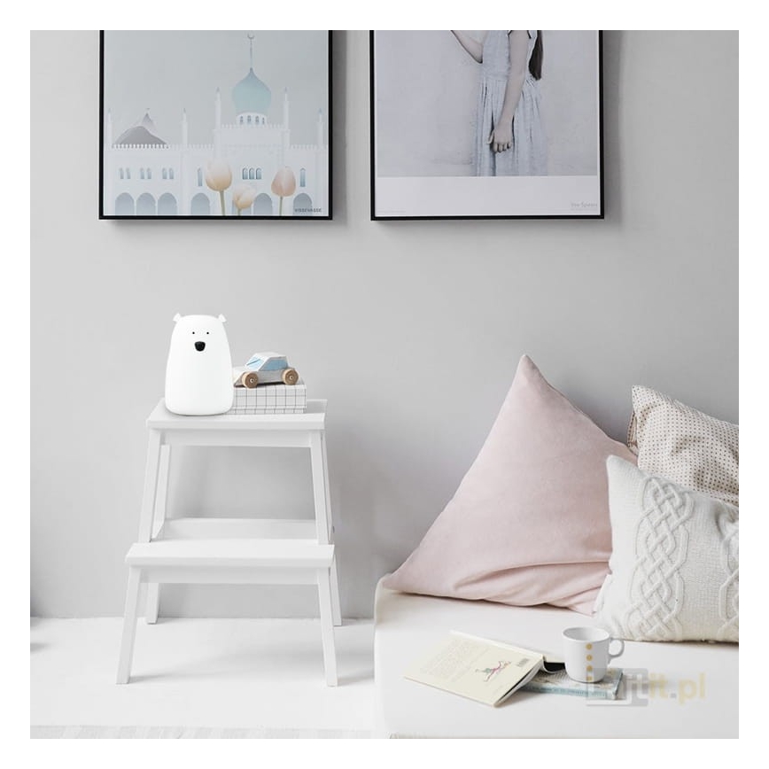 Світлодіодна RGB дитяча сенсорна лампа BEAR LED/0,8W/5V біла + USB