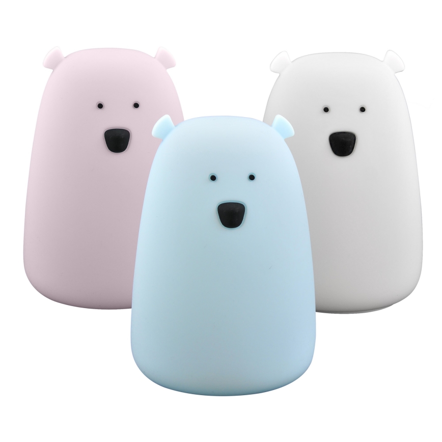 Світлодіодна RGB дитяча сенсорна лампа BEAR LED/0,8W/5V біла + USB