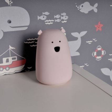 LED RGB Дитяча сенсорна лампа-нічник BEAR LED/0,8W/5V рожевий + USB