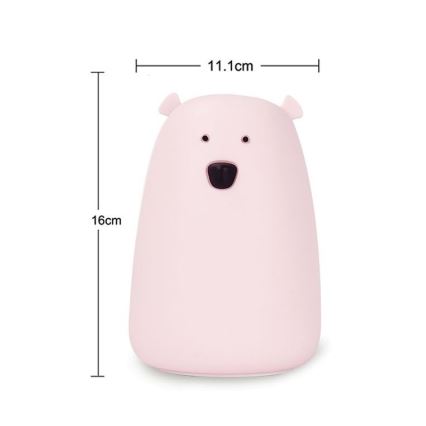 LED RGB Дитяча сенсорна лампа-нічник BEAR LED/0,8W/5V рожевий + USB