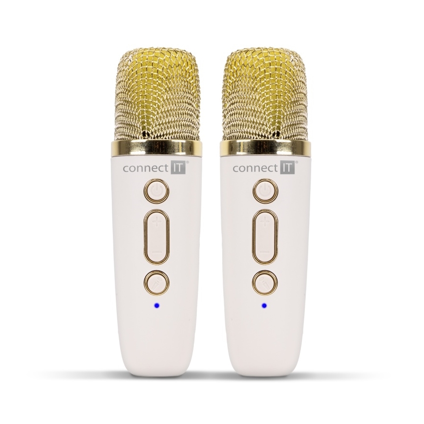CONNECT IT CSP-1010-BG - LED RGB колонка з бездротовими мікрофонами 2Mic 5W/1200 mAh + 2x 400 mAh кремова/золота