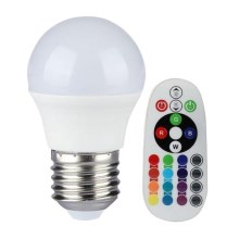 LED RGB Лампочка з регулюванням яскравості E27/3,5W/230V 3000K + ДК