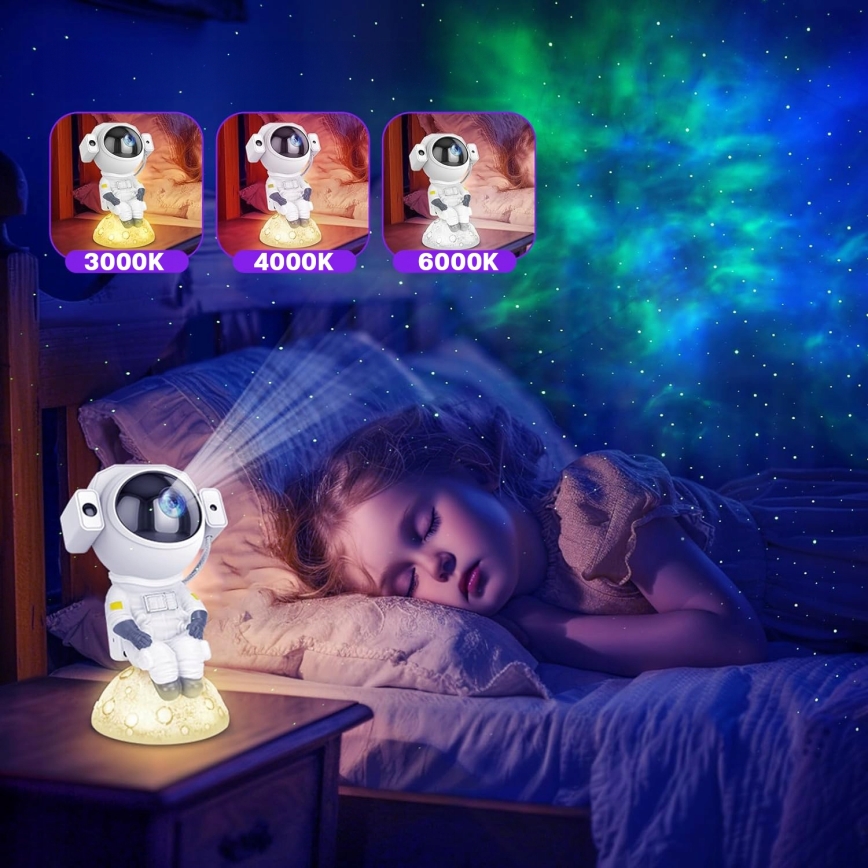LED RGB проектор 3 в 1 LED/5W/5V 3000/4000/6000K астронавт + пульт дистанционного управления